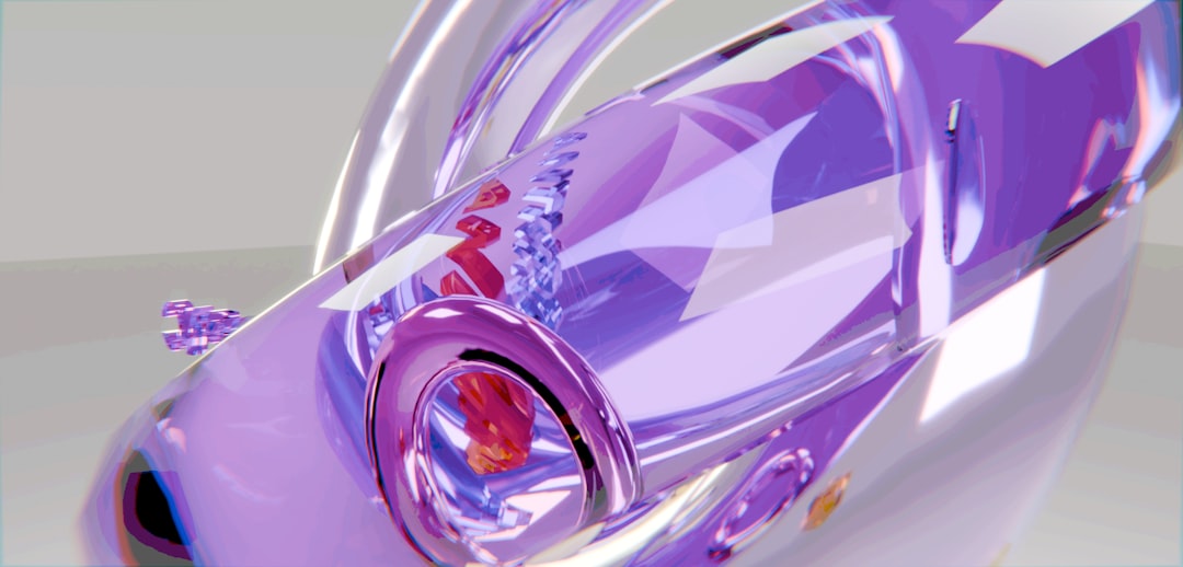 Abstract purple and silver liquid forms with reflections